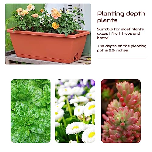 QPEY Window Box Planter, 10PC 17In Red Plastic Flower Box for Outdoor - color: Red