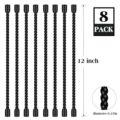 8PCS 12 Inch Silicone Cable Ties, Reusable Bendable Rubber Twist Ties - color: Black, size: 12in(8pcs)