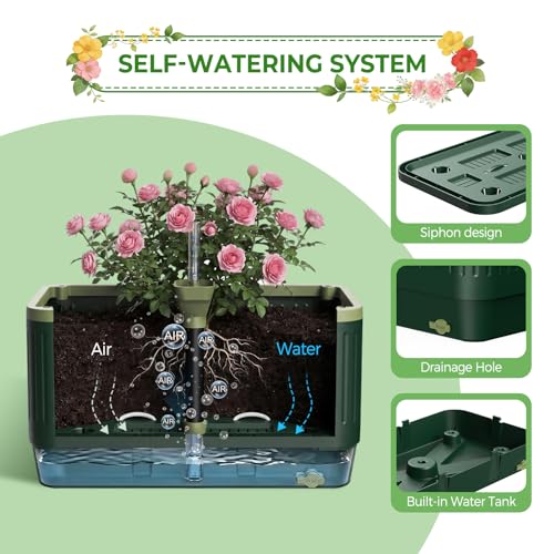 Raised Garden Bed Tomato Planter with Trellis, 52" Self Watering Tomato Planter with Water Level Indicator, Larger Rectangular Tomato Cages for Indoor & Outdoor Climbing Vegetable and Plants (1)