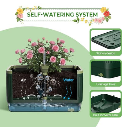 Raised Garden Bed Tomato Planter with Trellis, 52" Self Watering Tomato Planter with Water Level Indicator, Larger Rectangular Tomato Cages for Indoor & Outdoor Climbing Vegetable and Plants (1)