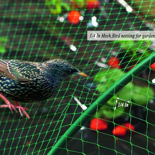 Bird Netting for Garden 6.5 x 100 FT, 1/4 Inch Mesh - size: 6.5×100FT,1/4 In Mesh