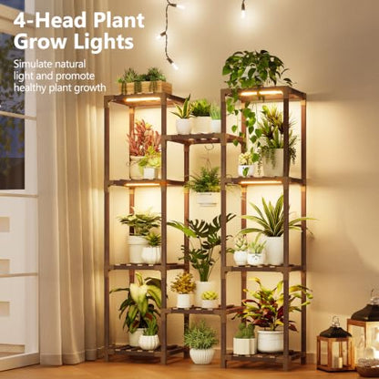 Uneedem Plant Stand Indoor Outdoor, 10 Tiered Plant Shelf Wood Plant Rack