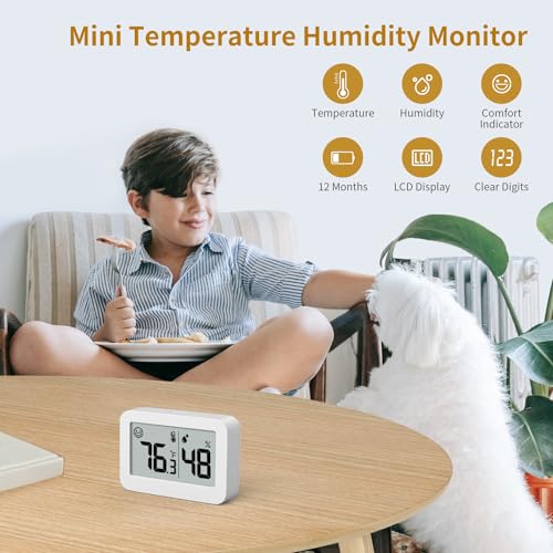 DOOMAY Mini Hygrometer Indoor Thermometer Digital Humidity Monitor 2-Pack - color: White