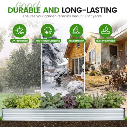 G GOOD GAIN 12x4x1ft Galvanized Raised Garden Bed for Vegetables, Silver - color: Silver, size: 12x4x1FT(1 Pack)