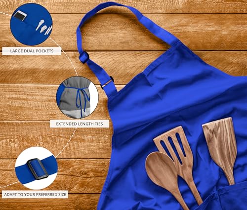 Utopia Kitchen Bib Aprons 10 Pack Adjustable With 2 Pockets - color: Blue