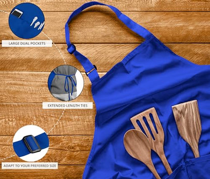 Utopia Kitchen Bib Aprons 10 Pack Adjustable With 2 Pockets - color: Blue