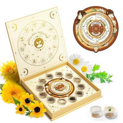 Lush&Dew Zodiac Garden Seed Bank Earth Sign, Gardening Gifts for Women Men - style: Earth Signs