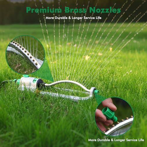 RESTMO Heavy Duty Oscillating Sprinkler with 18-Hole Brass Nozzle