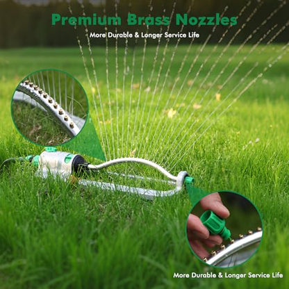 RESTMO Heavy Duty Oscillating Sprinkler with 18-Hole Brass Nozzle