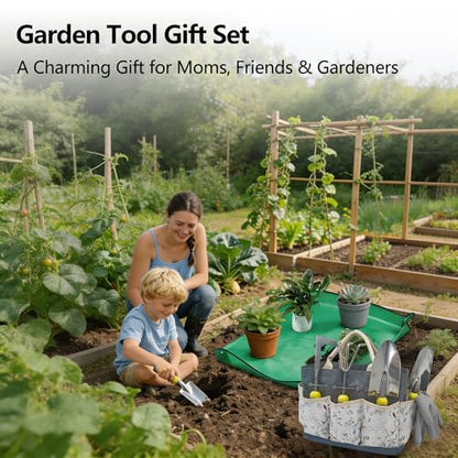 11-Piece Stainless Steel Gardening Tool Set with Floral Tote Bag