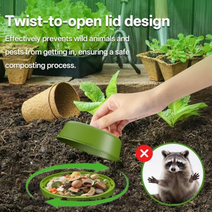 4-Pack Mini Inground Worm Composter, Underground Worm Farm with Aeration & Animal-Proof Lid, Organic Vermicomposting Container for Garden, Raised Beds & Yard, Easy for Beginners, Green - size: 4-pack