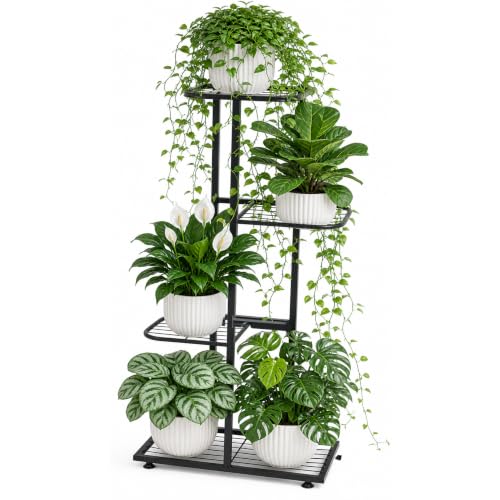 4‑Tier Tall Metal Plant Stand Corner Designed Flower Pot Holder Suitable For Indoor & Outdoor Use Ideal for balconies, patios, gardens