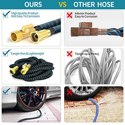 100 ft Expandable Garden Hose-Expanding Water Hoses-Flexible Retractable Garden Hoses,Less Kink & Tangle Car Washing Pipe Garden Hose for Yard, Outdoor,Expandable Garden Hose