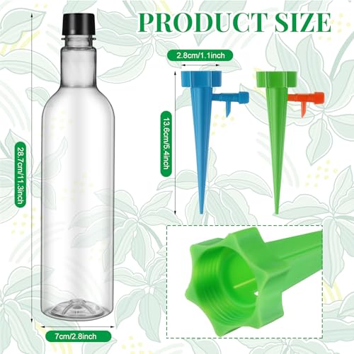 8 Set Plant Watering Devices with Self Spikes and Plastic Bottles, Clear - size: Clear