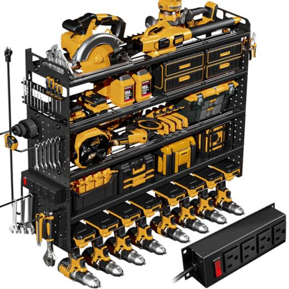 Large 5-Tier Power Tool Organizer Wall Mount, Charging Station, 34'' Wide - size: 34''Width (POWER STATION)