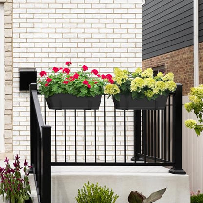 CADUKE Railing Planter Boxes 2 Pack 17 Inch Window Boxes Black - color: Black