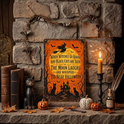 Halloween Poem Metal Art Sign When Witches Go Riding Wall Decor - color: 04A