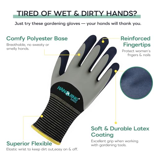 Gardening Gloves for Women, Waterproof Thorn Proof Rose Pruning Gloves, Flexible Latex Non-Slip Garden Work Gloves for Weeding Planting, 1 Pair - size: X-Large