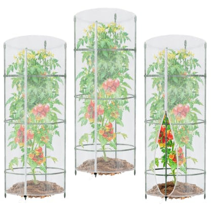 Garden Netting for Tomato Plants, Round Tomato Cage Plant Cover with Zipper