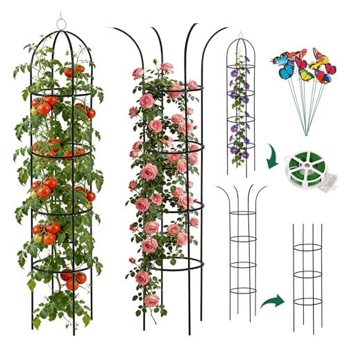 100% Metal 2 Pack Obelisk Garden Trellis 6.6 Ft Plant Support for Climbing - size: 2PC