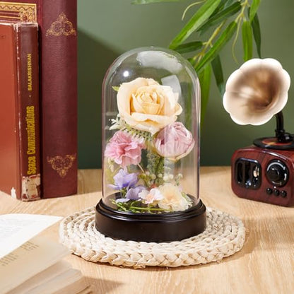 AHANDMAKER Acrylic Display Dome Case Cloche Globe, 3X4 Black Base Crystal Dome Bell Jar Display Case for Figures Flowers Plants Bouquets Photos Medals Tabletop Wedding Decorations