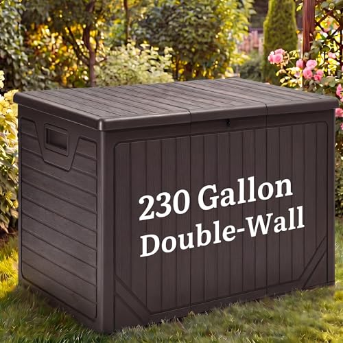 YITAHOME 230 Gallon Extra Large Outdoor Storage Box - color: Brown, size: 230 Gallon