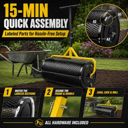 30 Inch Compost Spreader, Peat Moss & Lawn Top Dressing Spreader