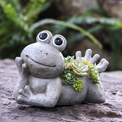 TERESA'S COLLECTIONS Frog Garden Decor with Solar Light 7.3" - size: Large