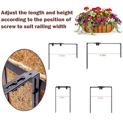 2 Pcs 36“ Railing Planter Window Box Deck Railing Planter Boxes with Coco Liner English Horse Trough Planters Metal Wall-Mounted Planters Basket for Outdoor Balcony Porch Fence Patio Rail - size: 36 Inch