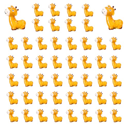 50PCS Mini Safari Jungle Animals Figurines Resin Giraffe Wild Animal Miniature Figurines Fairy Garden Accessories for Moss Landscape DIY Terrarium Home Decor (Giraffe) - color: Giraffe