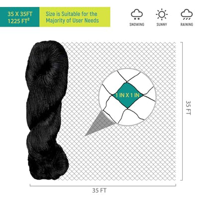 Heavy Duty Bird Netting - 35FT*35FT 1” Mesh UV Resistant - size: 35FT*35FT