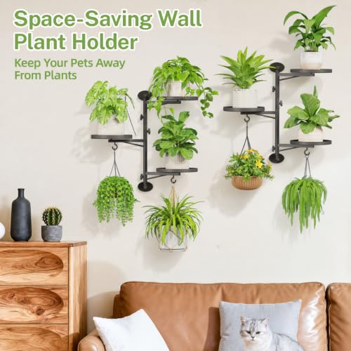 iDavosic.ly Wall Plant Holder Set of 2, Rotating Window Shelf, 3-Tier Black - color: Deep Black, size: 2 Pack