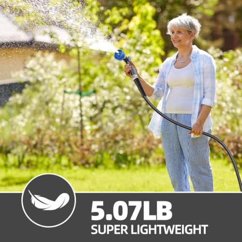 SPECILITE 75ft 304 Stainless Steel Metal Hose (Black) with Blue Nozzle - color: Black, size: 75 ft