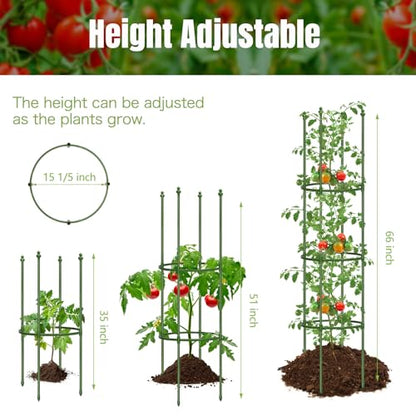 2 Pack 65 Inch Upgraded Large Tomato Cages for Garden - color: Light Green