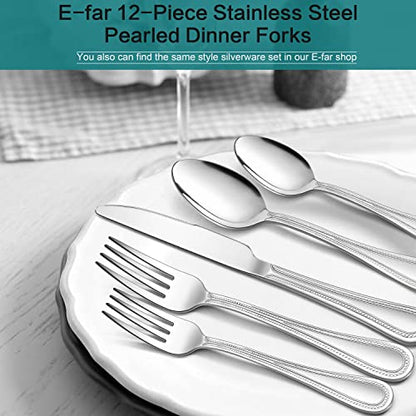 E-far Dinner Forks Set of 12, Stainless Steel Forks Silverware, 7.9 Inch - size: 7.9inches