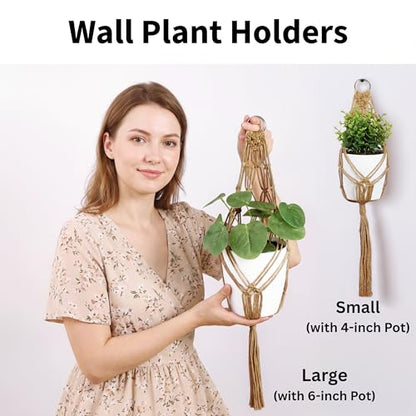 2 Packs Macrame Plant Hanger with Self-Watering Pots (6 inch) - size: Large