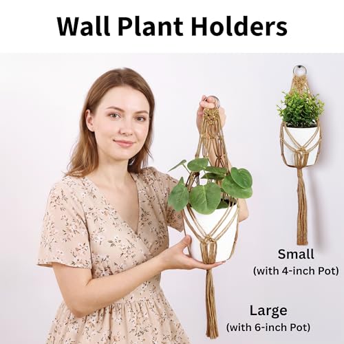 2 Packs Macrame Plant Hanger with Self-Watering Pots (4 inch) - size: Small
