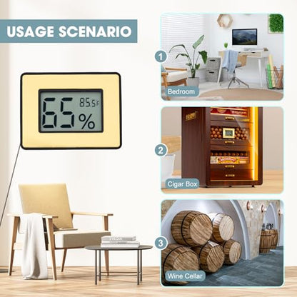2-in-1 Digital Hygrometer Thermometer for Humidors, Gold