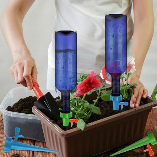Plant Watering Devices with Self Spikes and Plastic Bottles - size: Blue
