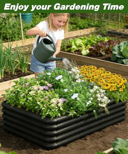 3x3x1ft Raised Garden Bed Kit for Outdoors, Rustproof PP Raised Planter Box, Large Garden Box Flower Bed with Press-Fit Assembly, Gardening Containers for Vegetables Flowers Herbs, Balck - size: 3 × 3 × 1 FT