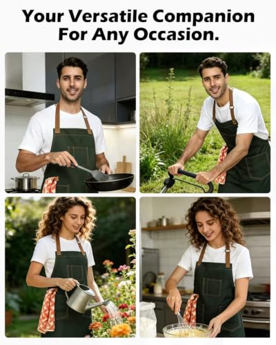 Unisex Heavy Duty Chef Apron w/Adjustable Strap & Large Pockets - color: Light Green