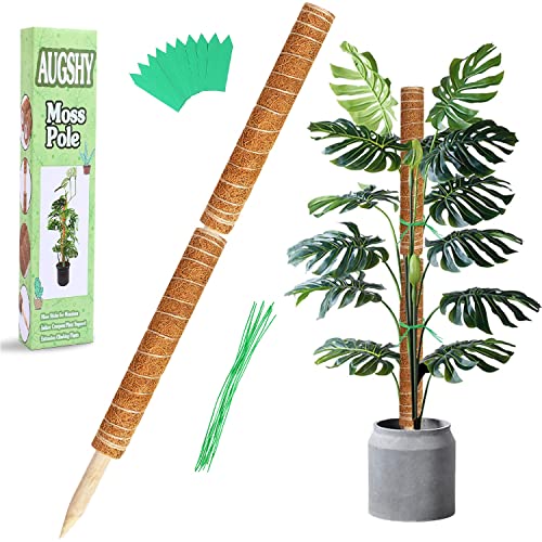 Augshy Moss Pole, 27 Inch Moss Poles - 2Pcs 17 Inch Plant Stakes Moss Sticks for Monstera Indoor Creepers Plant Support Extension Climbing Plants - size: 27 inches