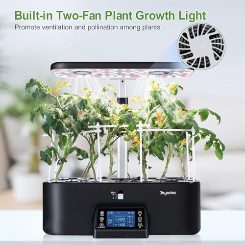 17-Pods Hydroponic Growing System with Dual Fans 24W Full-Spectrum Grow Light & Smart Control Panel for Indoor Gardening for Vegetables Herbs