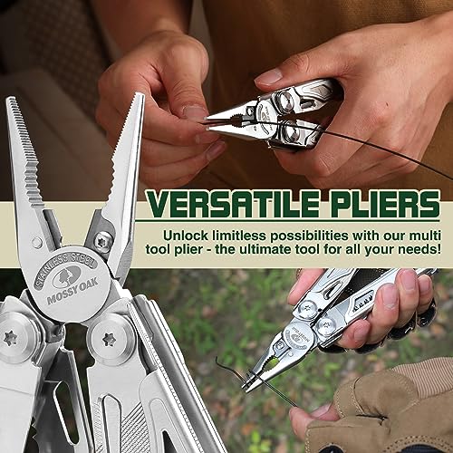 MOSSY OAK 19-in-1 Multitool Pliers Stainless Steel Self-Locking - color: 19-in-1, Silver