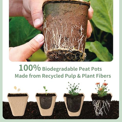 80-Pack 3.15" Square Biodegradable Seed Starter Pots