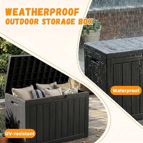 ROJIK 55Gal Outdoor Storage Box Waterproof Deck Box