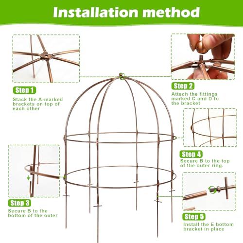 NNG 26 Inch Bird Cage Plant Support, Metal Grow-Through Cage with Dome Top