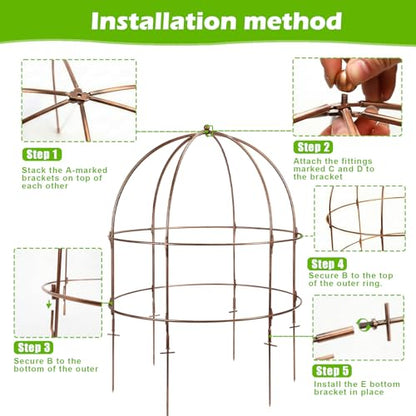 NNG 26 Inch Bird Cage Plant Support, Metal Grow-Through Cage with Dome Top