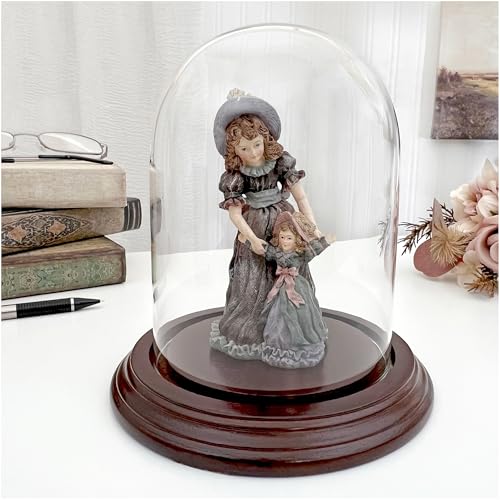 Plymor 4" x 5.25" Glass Display Dome Cloche (Dark Mahogany Veneer Base) - color: Dark Mahogany Veneer Base