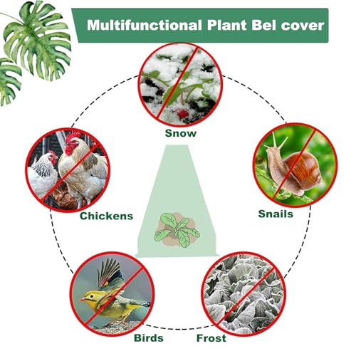 Fshow 40 Pack Garden Cloches for Plants, Reusable Bell Plant Cover, Plant Covers Protectors from Animals Snails/Birds/Chickens/Insect(Diameter:7.5" Height: 9") - color: dark green 40pcs